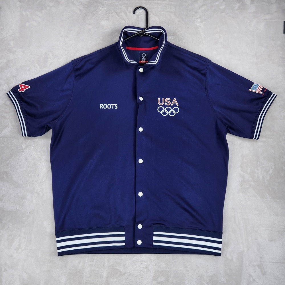 Roots USA Olympic Team Jacket Mens XL Vintage Blue Athens 2004 Official Parade